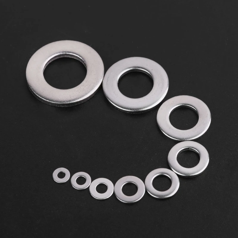 

304 Stainless Steel Flat Washers Assortment Set Plain Ring Fastener Gasket