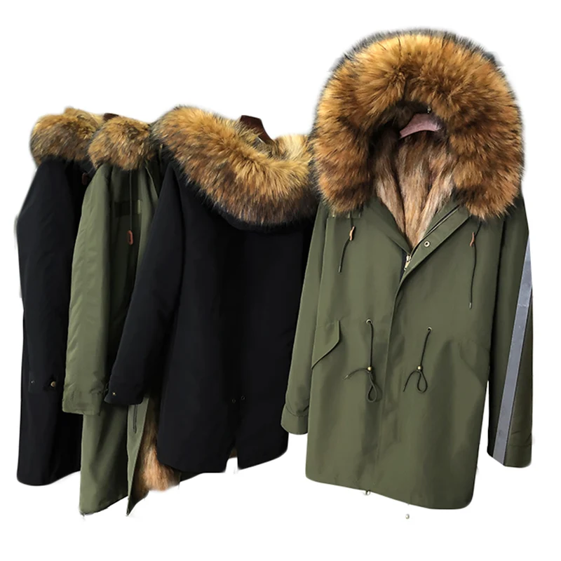 NEW Luxury Clothes Women Fur Parkas Large Size Winter Faction Overcomes Imitation Raccoon Fur Coat Super Warm Removable 402