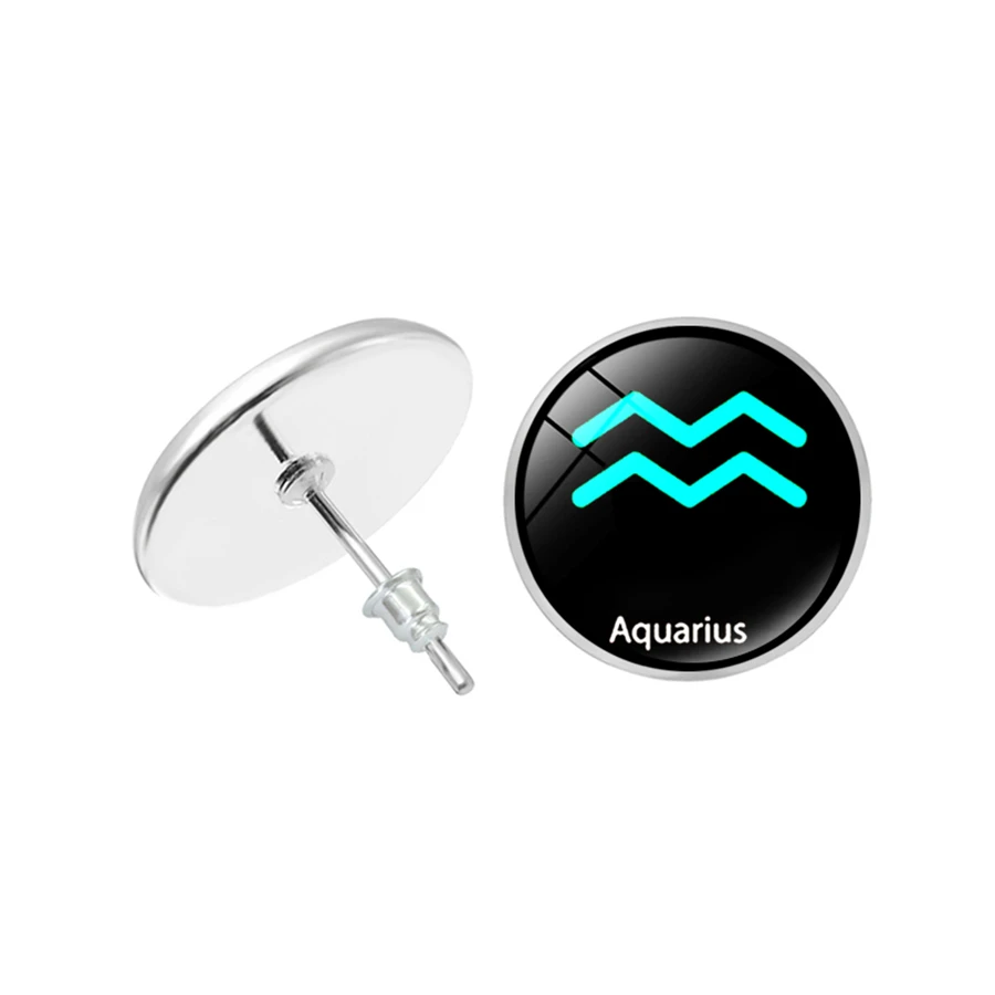 12 знаков зодиака двенадцать серьги с созвездиями стеклянные кабошон гвоздики