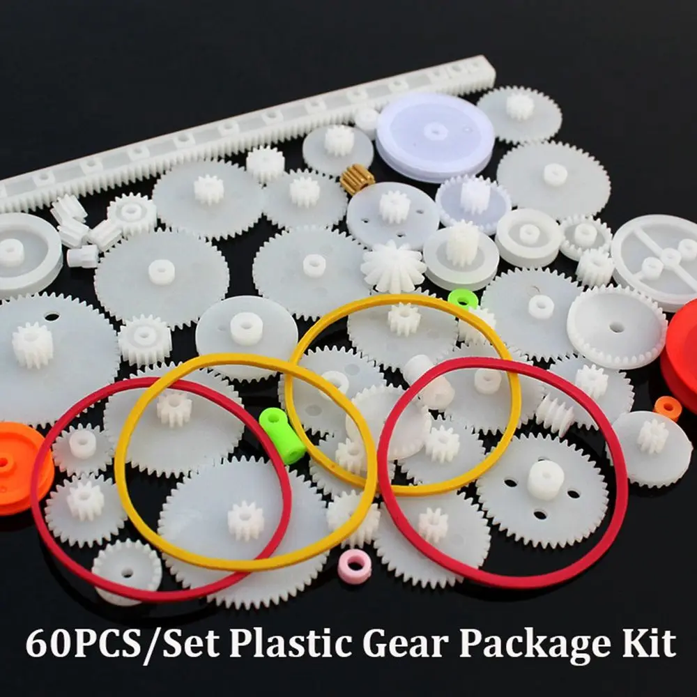 60PCS/Set Plastic Gear Package Kit DIY Assortment Accessories Set for Toy Motor Car Robot Various Axle Belt Bushings | Игрушки и хобби