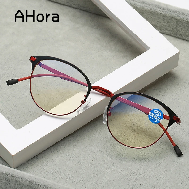 

Ahora Metal Blue Light Blocking Reading Glasses 2021 Fahsion Round Presbyopia Optical Spectacles Hyperopia Eyewear +1.0to+4.0
