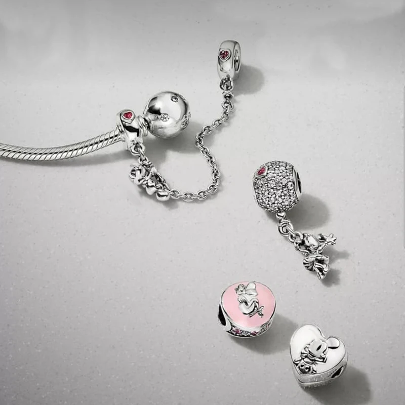 

NEW 100% 925 Sterling Silver Lovely Charm 4 Charm Bead Bracelet Set Planet of Love Charm Astronaut Night Blue Love Heart Charm