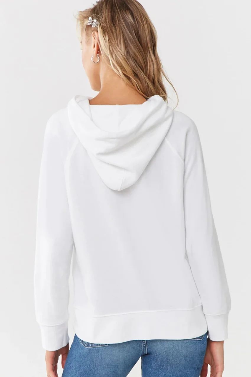 

Women Hooded Fleeve Hoodies primavera manga larga sudadera Sweatershirt White