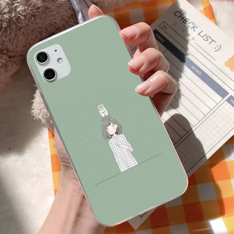 Чехол для телефона Motirunner Cat Girl черный мягкий чехол Iphone7 8 Plus SE2020 X XS MAX2 11PRO IX2