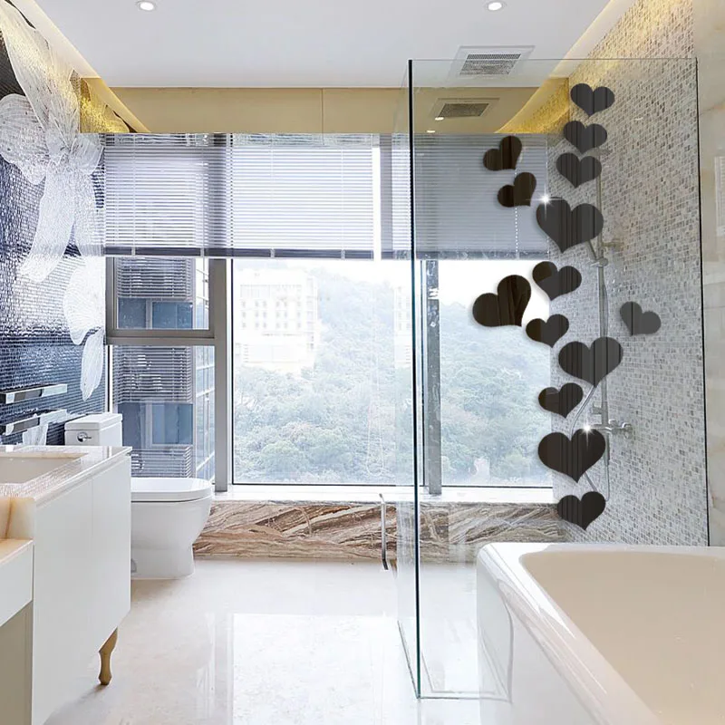 10 шт. зеркальные настенные 3d наклейки в форме сердца акриловые художественные