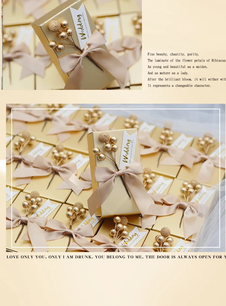 10 pcs Flower Candy Box with ribbon Wedding Favors and Gifts Boxes Bags for Guests Wedding Decoration Baby Shower Party Supplies