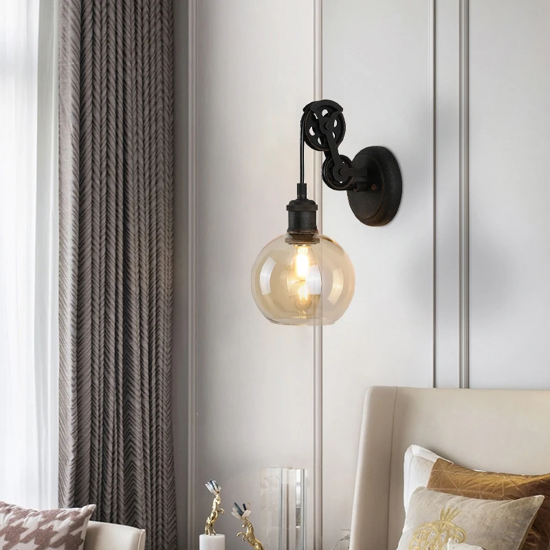 

Vintage Sconce Glass LED Wall Lights Modern Living Room/Bedroom Wall Lamp Nordic Wall Light Fixtur For Dinning Room/Kitchen/Farm