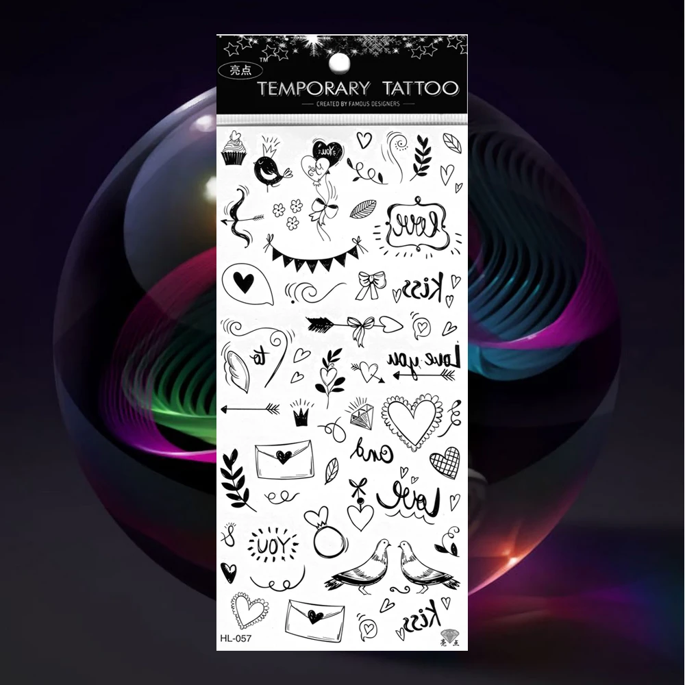 5 шт./лот тату со стрелками татуировка сердце наклейка для девочек король