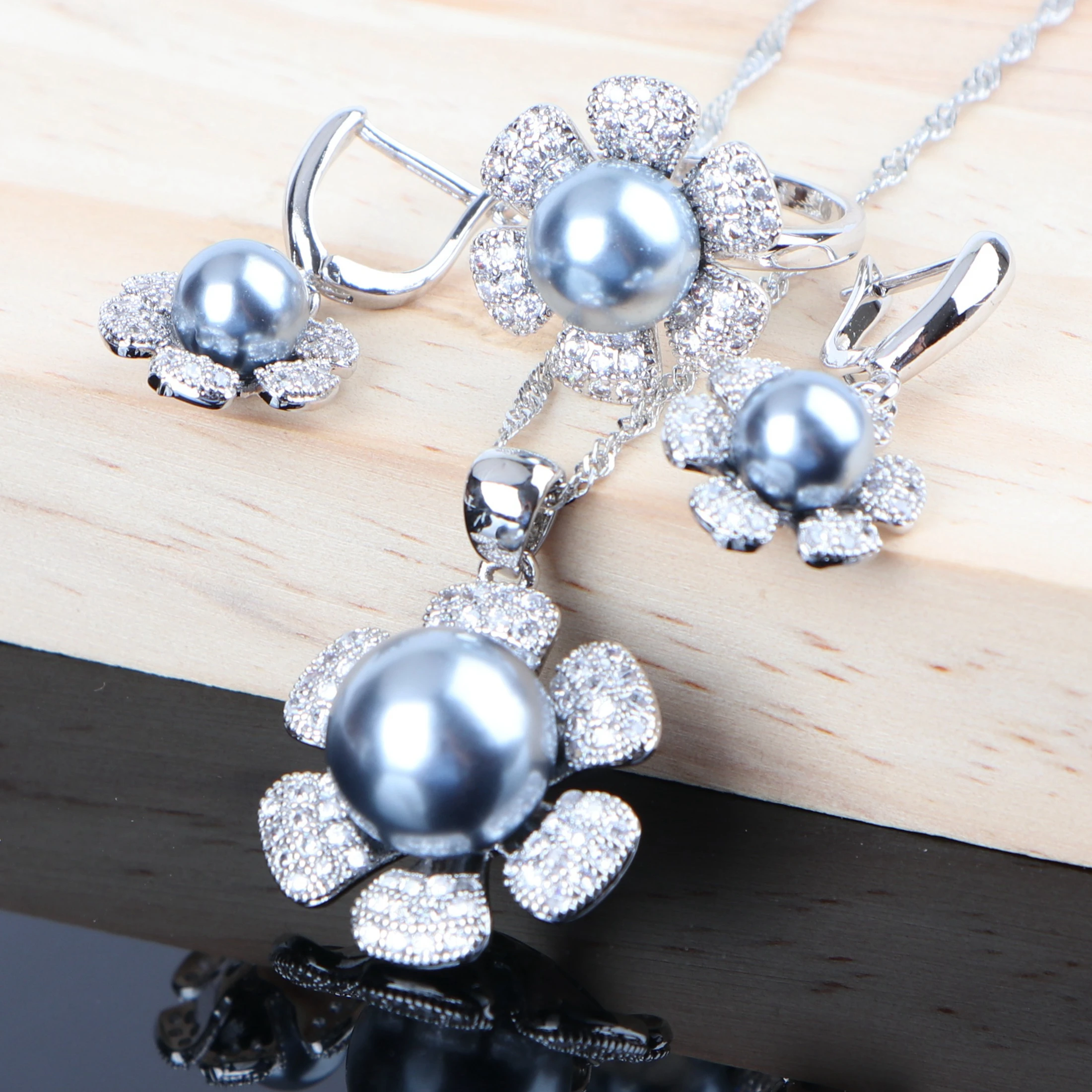 Женский костюм свадебные ювелирные наборы 925 пробы серебро цирконий жемчуг