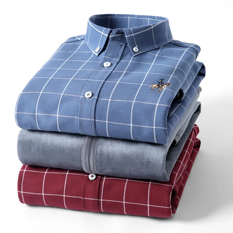 Мужская флисовая рубашка с длинными рукавами Классическая деловая Модная из