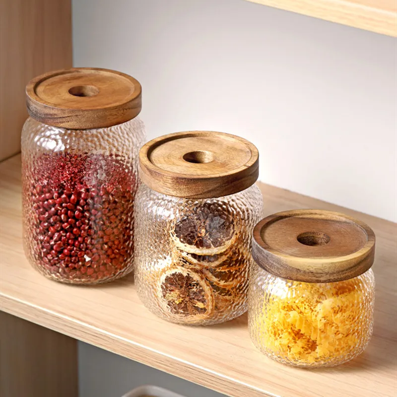 Hammer Grain Glass Jar - 500Ml -1Pcs
