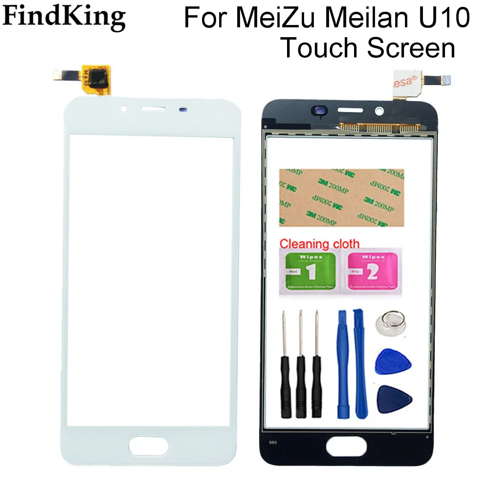 

5'' Mobile Touch Screen For Meizu U10 U 10 Touch Screen Digitizer Front Glass Sensor For Meilan U10 Panel Repair Tools Adhesive