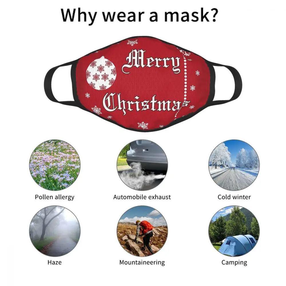 

Merry Christmas Non-Disposable Face Mask Xmas Santa Holiday Anti Haze Dustproof Mask Protection Cover Respirator Mouth Muffle