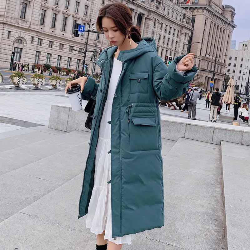 Women X-long Hooded Bakery Oversize Winter Down Coat Thick Warm Jacket Cotton Padded Wadded Parkas Big Pocket | Женская одежда