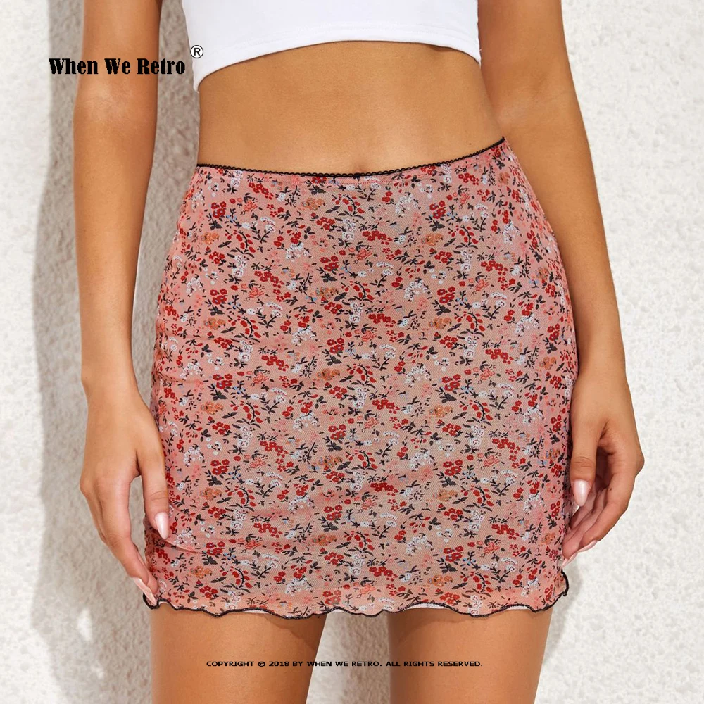 Women Ladies Mini Skirts VD2243 Black Floral Printed Gothic Clothes Brown Skirt Womens 2021 | Женская одежда