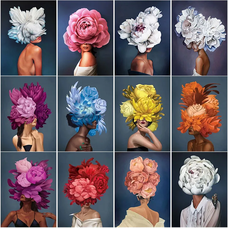

New 5D DIY Diamond Painting Full Square Round Drill Flower Woman Diamond Embroidery Scenery Cross Stitch Home Decor Manual Gift