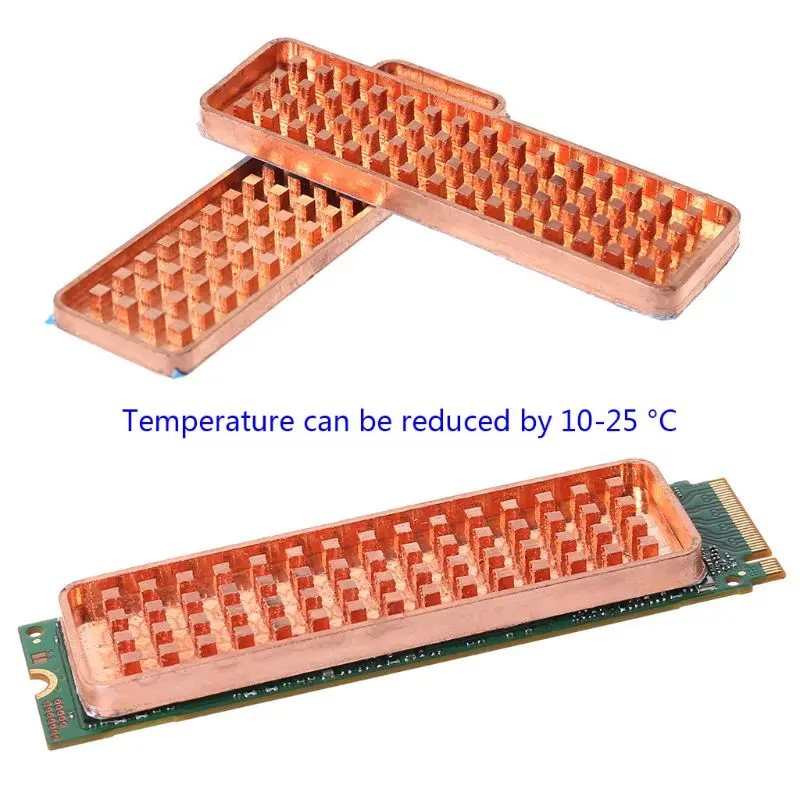 Медный NVME NGFF M.2 теплоотвод 2280 SSD металлический лист теплопроводность силиконовая