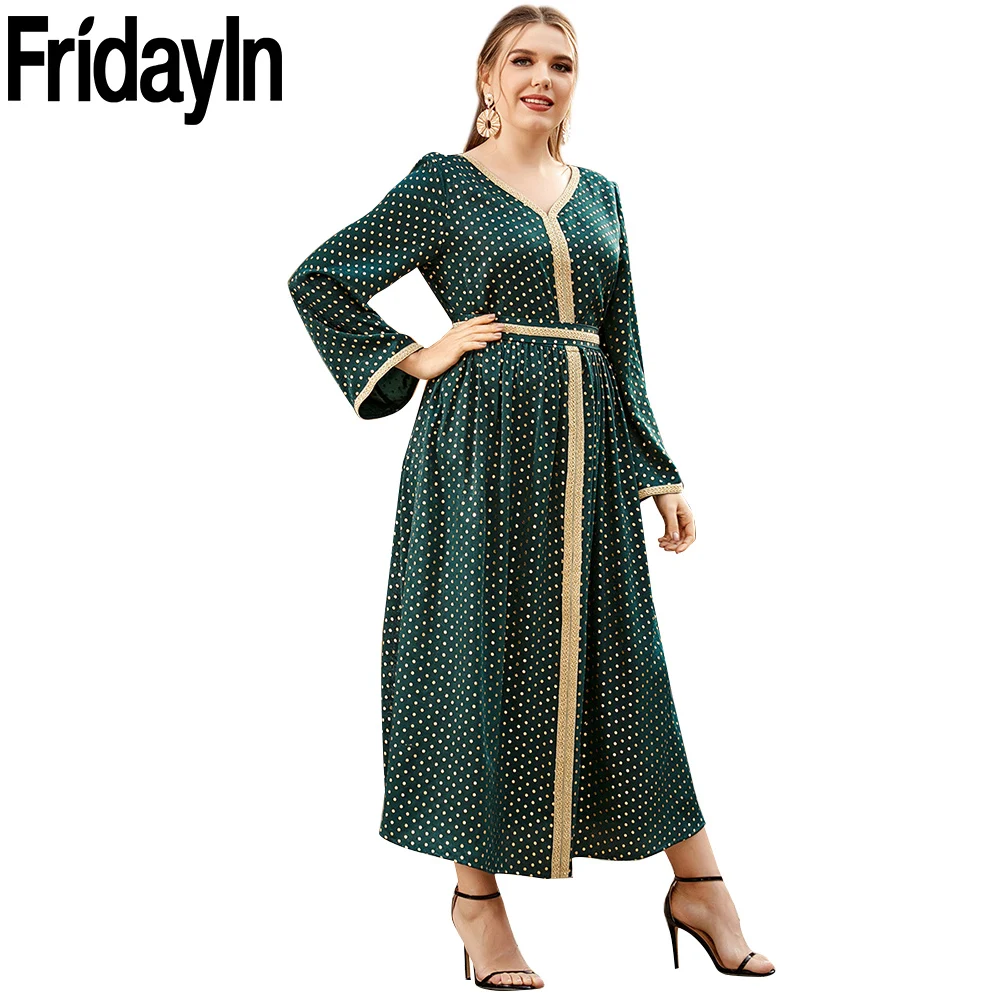 

Женское платье в горошек, с вышивкой и V-образным вырезом