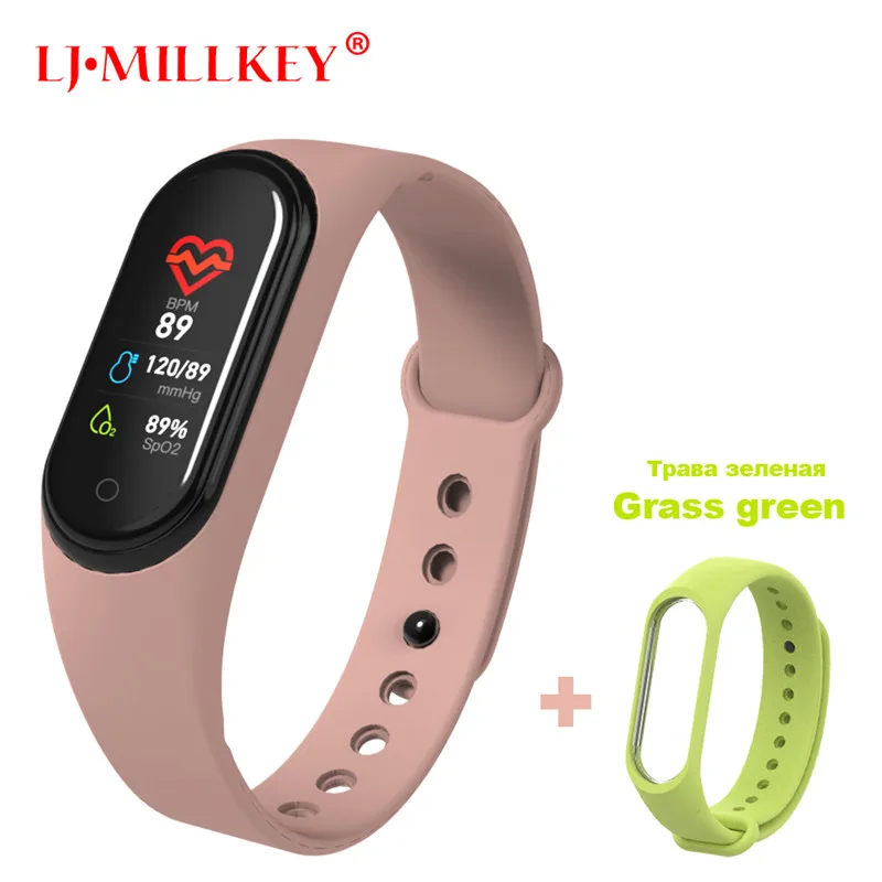 M4Pink-Green Умный Браслет Интеллектуальный трекер активности M4 умный Браслет Смарт-браслет 4 пульсометр фитнес-трекер умные часы для мужчин и женщин - Цвет: M4Pink-Green