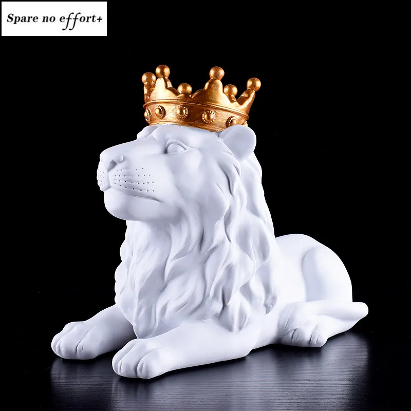 

Office Desk Decoration Ceramic Figurines Nordic Crown Lion Home Decoration Living Room Wine Cabinet Birthday Gift New Year Gift