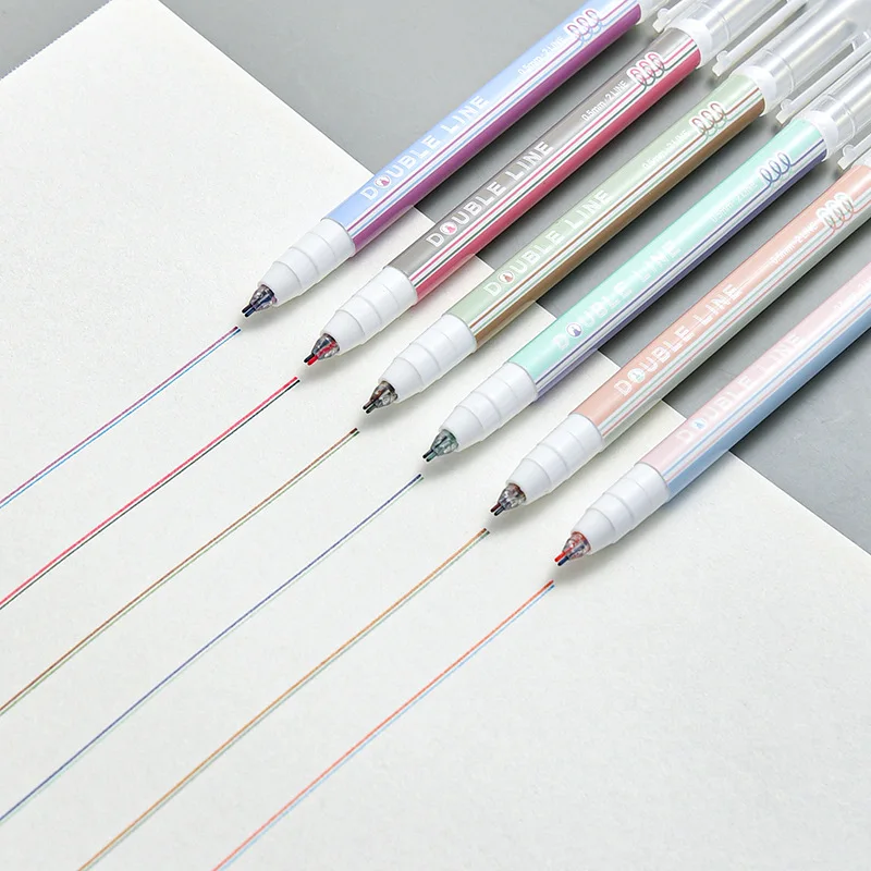 

10 Pcs Korean Kawaii Stationery Morandi Color Double Color Watercolor Pen Gel Pens Set Color Marker Drawing Pen Set 0.5mm