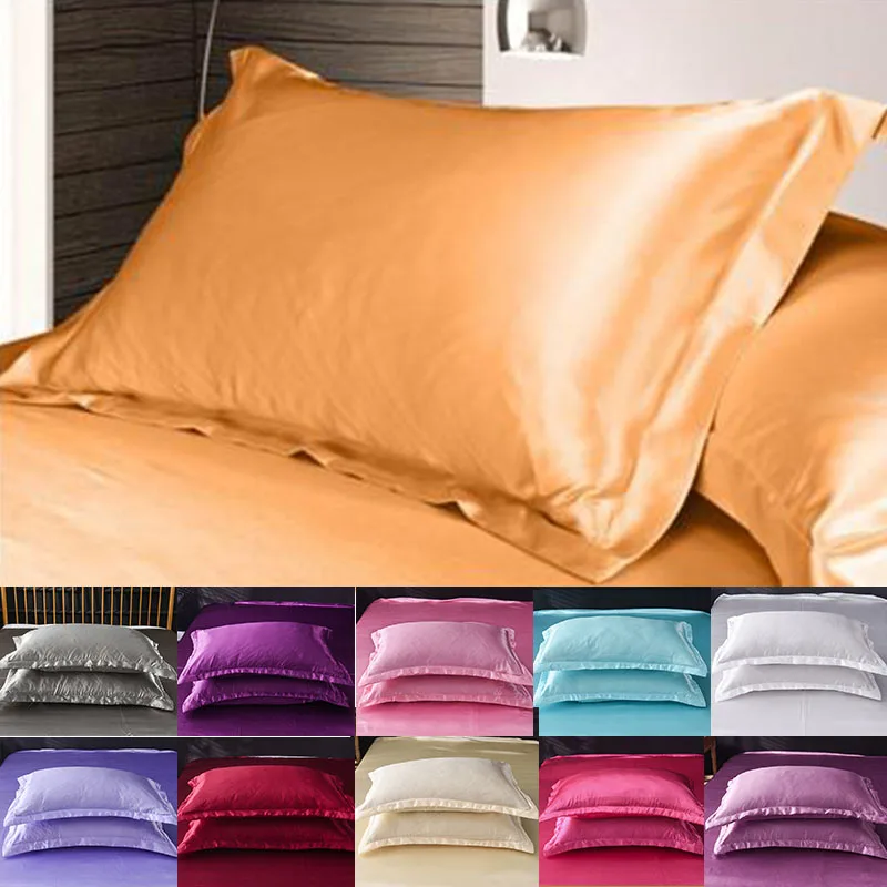 

Luxury Pure Emulation Silk Satin Pillowcase Soft Smoothy Bedding Silk Satin Pillow Case Solid Color Cozy Bed Decor Pillows Cover