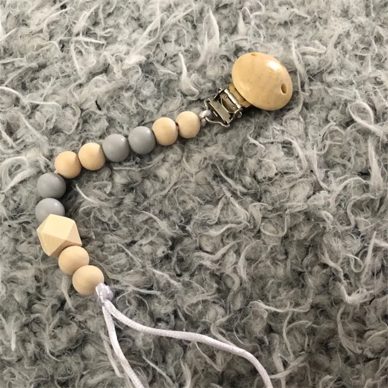 Chenkai 50PCS Baby Pacifier Clip Natural Wood Pacifier Clip Wooden Dummy Wooden Holder For Infant Diy Soother Clasps Accessories