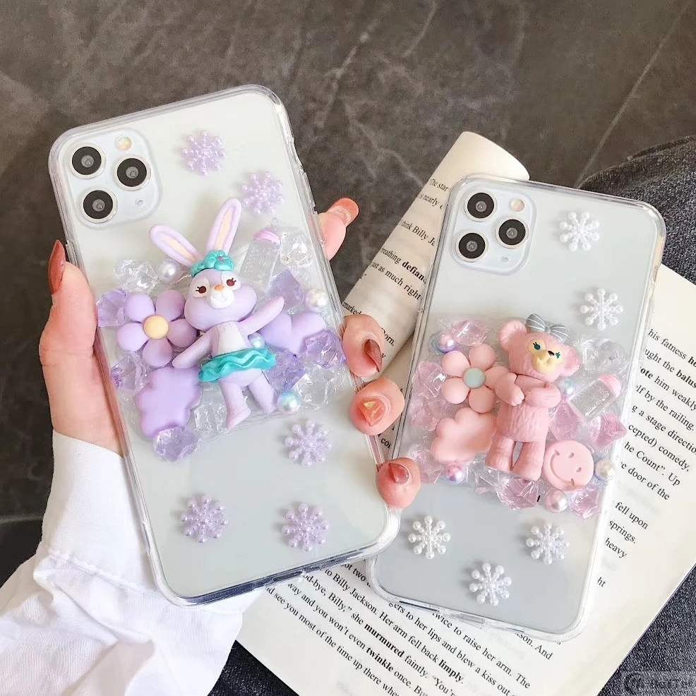DIY чехол для Samsung Note10 plus 3D rabit телефона Galaxy s10 S6/s7/s8/9 + ручной работы кремовый note8/9