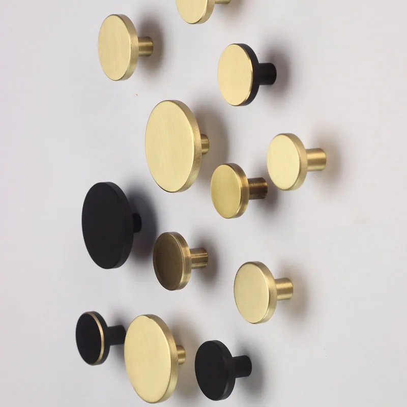 

25/28/33/44mm Gold/Black Brass Cabinet Handle and Knobs Antique Drawer Knob Wardrobe Handles Round Furniture Handle Wall Hooks
