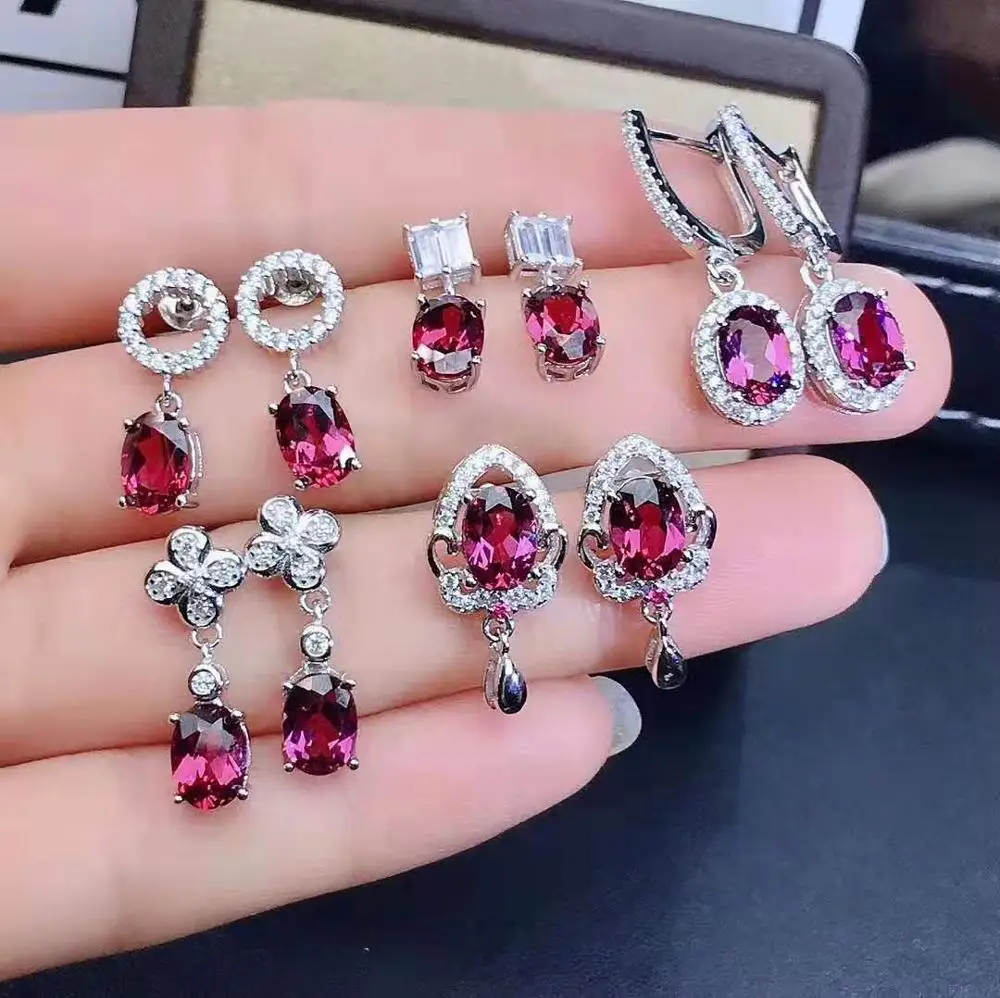 Серьги из натурального граната S925 красивые модные ювелирные изделия для женщин