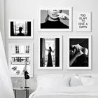 Плакаты и принты в скандинавском стиле с изображением Парижа, черных губ, модных девушек, черных и белых цветов, настенная Картина на холсте, картины, украшение для комнаты, подарок