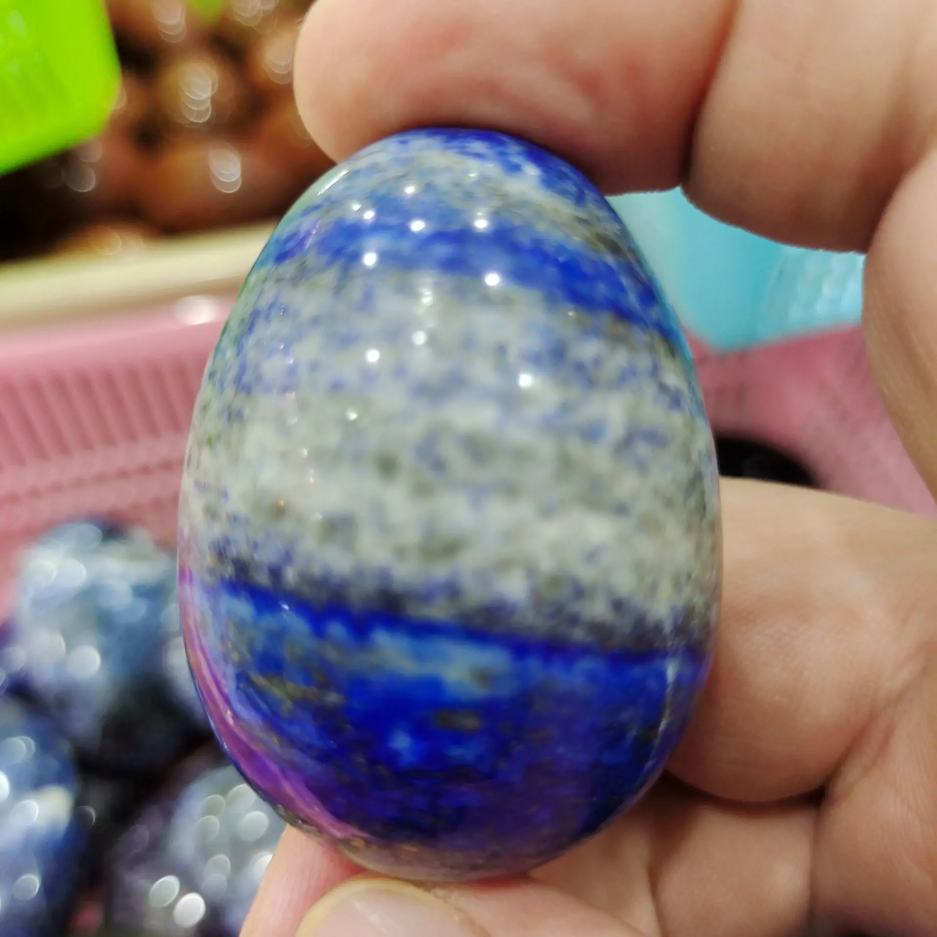 

1pcs Natural lapis lazuli crystal opal massage Jade egg crystal home decoration