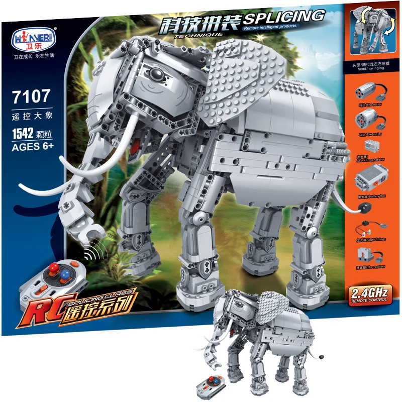 

MOC Creator Remote control elephant 1542pcs High-tech RC Model Building Blocks Bricks educational Toys For boys Christmas Gifts