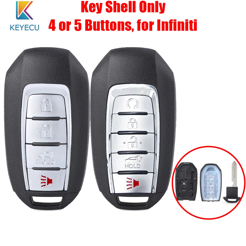 

Keyecu for Infiniti Q50 Q60 QX60 2019 2020 Smart Proximity Remote Control Car Key Shell Case 4 5 Buttons FCC ID: KR5TXN7