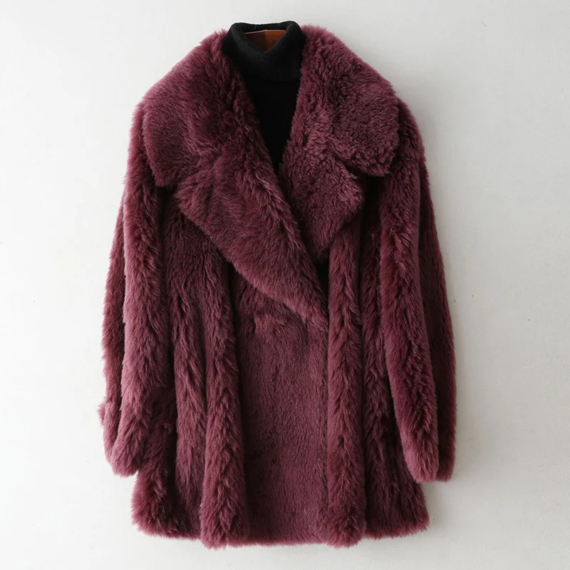 purple Натуральное меховое пальто осень-зима Женское пальто шерстяная куртка женская одежда корейские винтажные овечья шерсть меховые пиджаки ZT4130 - Цвет: purple