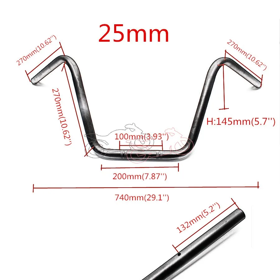 Мотоцикл 1 &quot25 мм Ape Bar повернутые назад рукоятки хром/черный для Kawasaki Honda Yamaha Suzuki