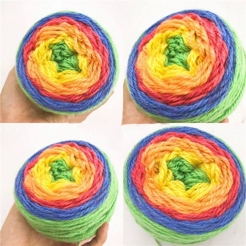 250 г Высококачественная Радужная шерстяная пряжа для вязания свитеров шапок