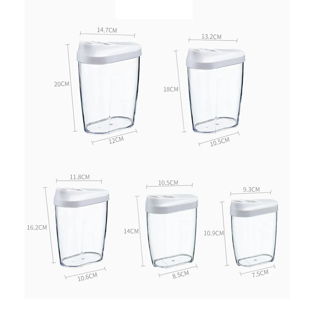 

5Pcs/Set Plastic Food Storage Box Clear Transparent Containers With Lids Kitchen Food Storage Can