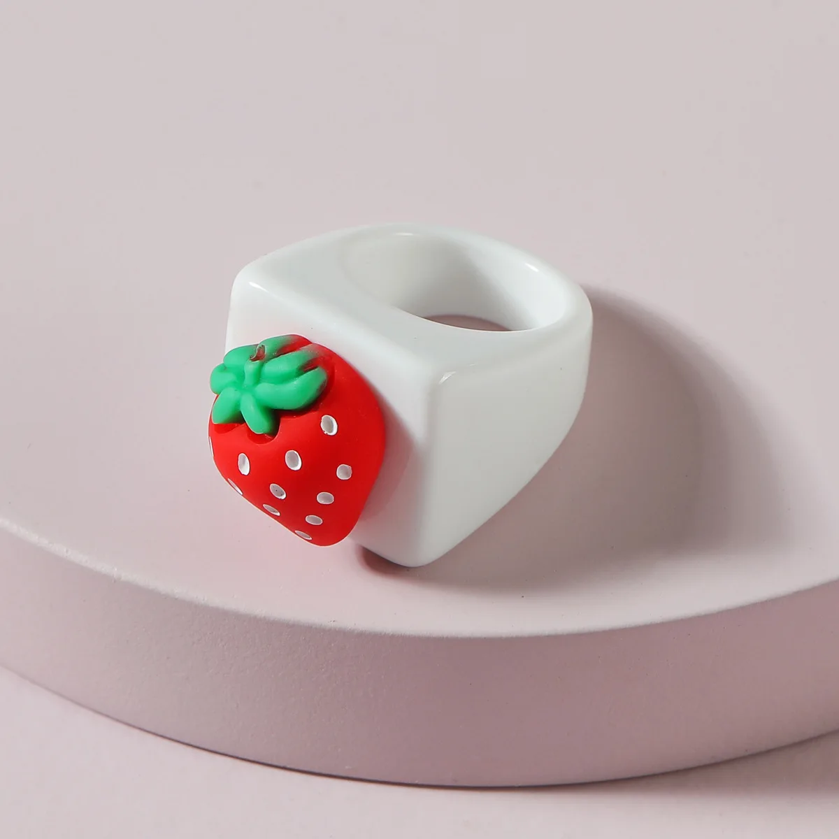 

Fashion Cute Mushroom Cherry Big Rings For Women Cartoon Transparent Resin Acrylic Finger Rings For Women Girls Large Jewelry