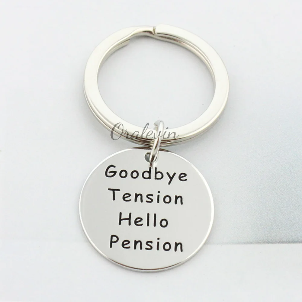 Попрощайтесь с напряжением Здравствуйте пенсия ручной штамп брелок подарок