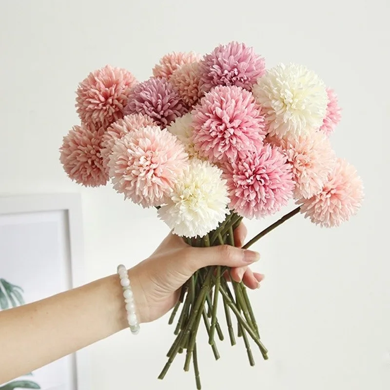 

1/3/5PcsBunch Artificial Flower Bouquet Silk Dandelion Flower Ball Fake Flowers DIY Home Widding Decoration Valentines Day Gifts