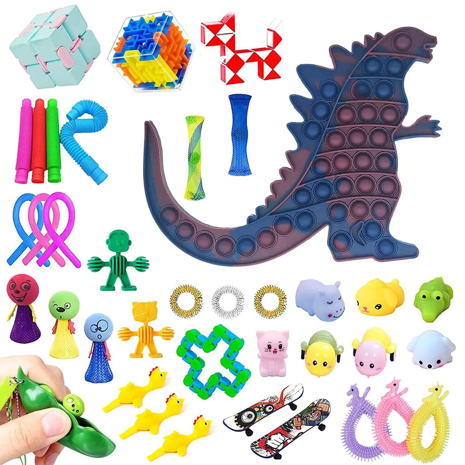 Juego de juguetes antiestr&eacute;s para ni&ntilde;os y adultos, juguete antiestr&eacute;s para aliviar el autismo, con burbujas de empuje y descompresi&oacute;n sensorial-2