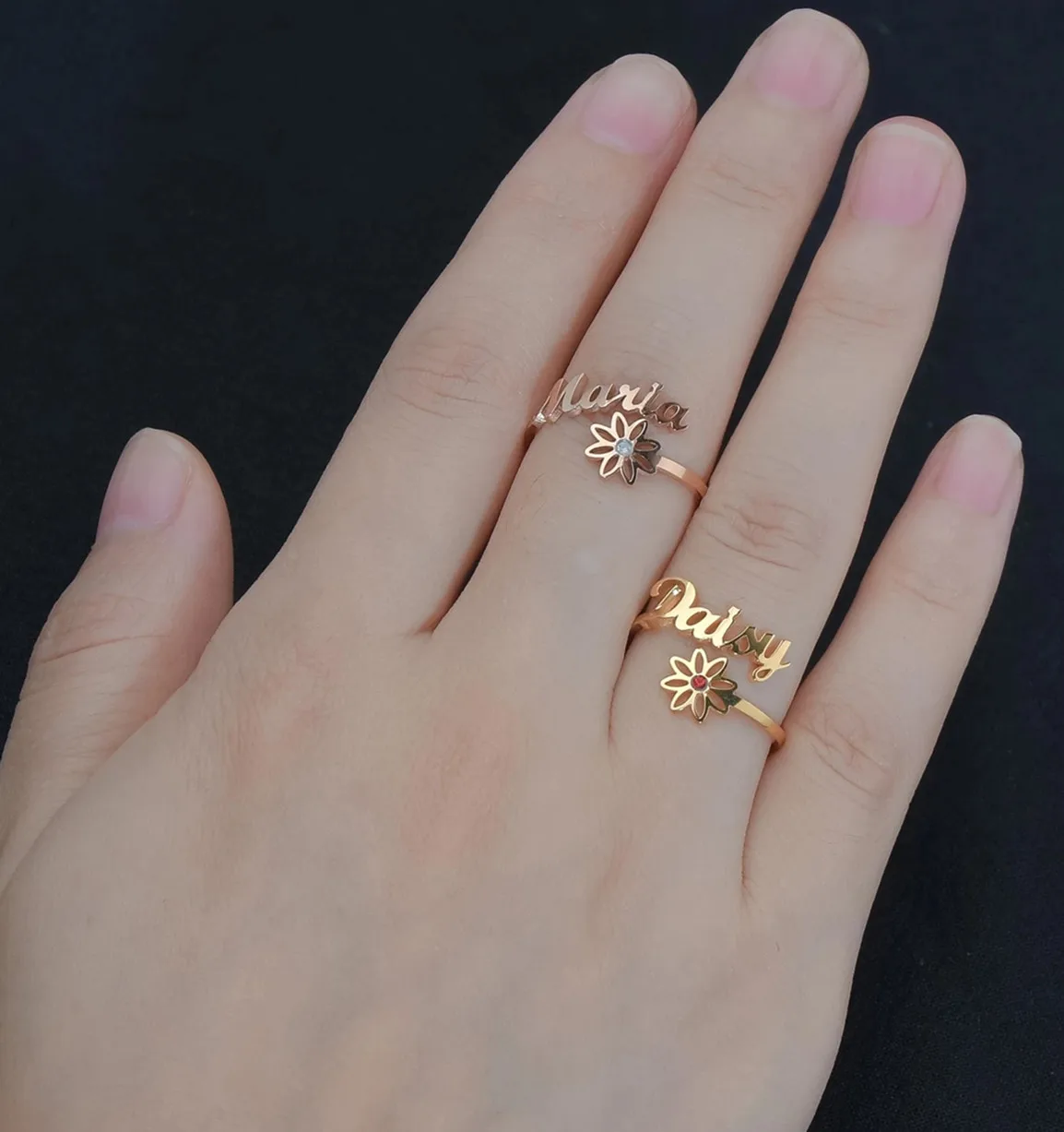 

Customized Names Rings Stainless Steel Adjustable Butterfly Open Size Wedding Letter Circle for Women Unique Christmas Gift