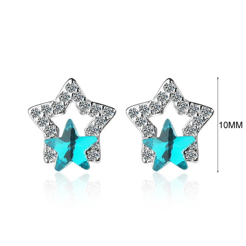 Женские серьги гвоздики MEETSOFT модные из стерлингового серебра 925 пробы с