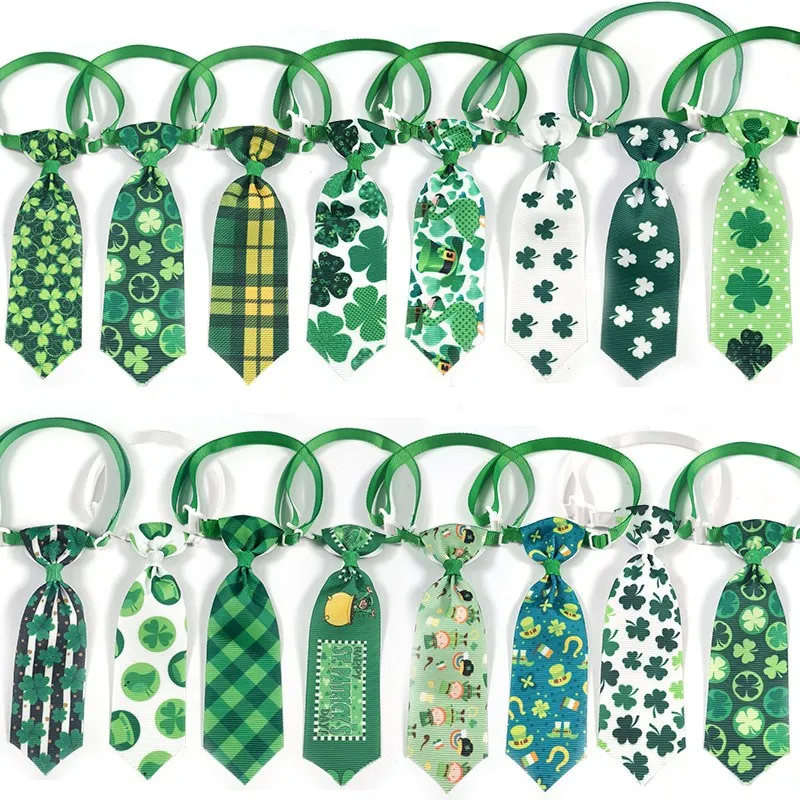 

30/50pcs St.Patrick's Day Pet Dog Cat Bowties Ties Neckties Adjustable Dogs Collar for Small Middle Dog Accessories Pet Supplies