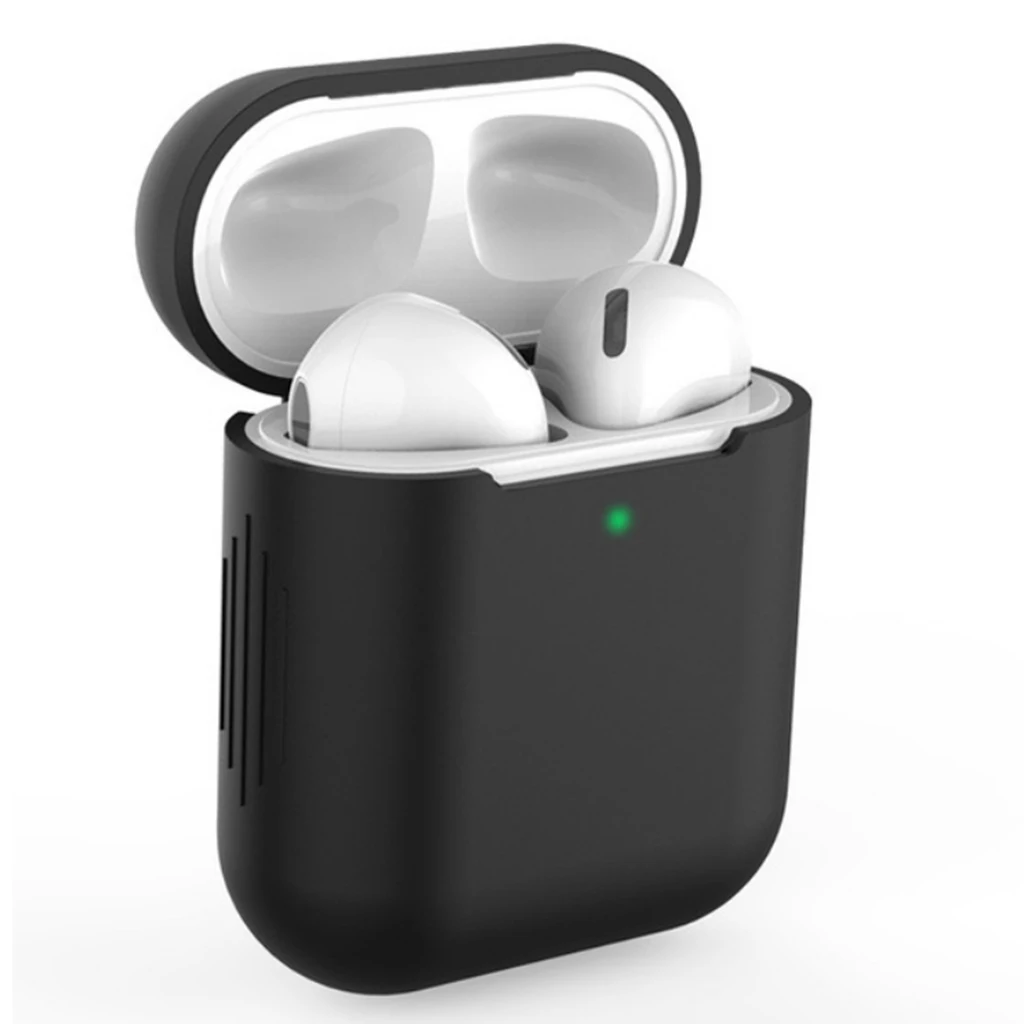 Black Чехол для наушников для Apple AirPods 1 2 силиконовый чехол Беспроводная Bluetooth сумка для наушников Защитный для AirPod Air pods Тонкий чехол - Цвет: Black