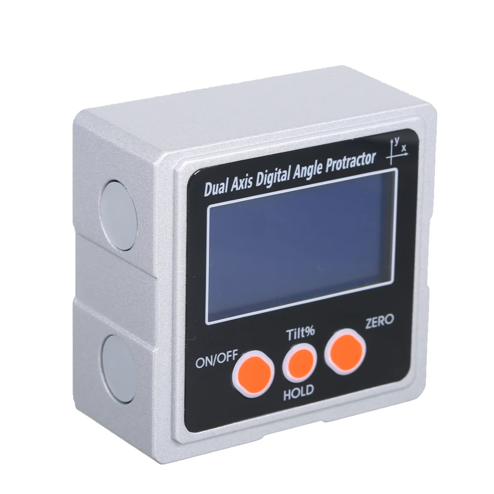 

Dual Axis Digital Angle Protractor Zinc Alloy Shell 360 Measuring Range LCD Display Backlight Digital Inclinometer with Magnet