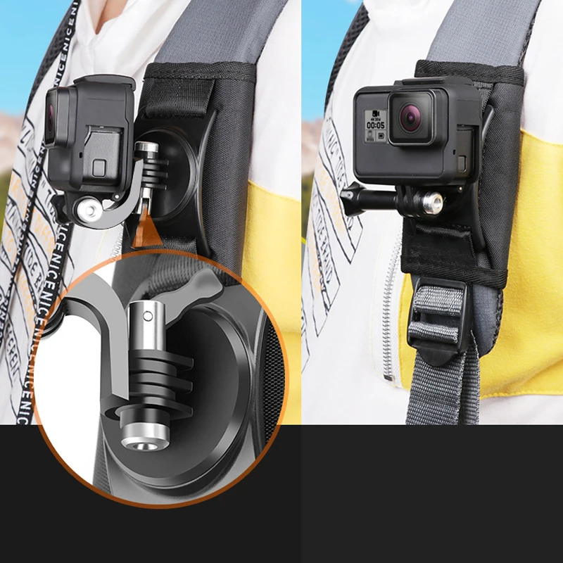 Вращающийся на 360 градусов зажим для рюкзака крепление GoPro Hero 8 7 6 5 4 Go pro xiaomi