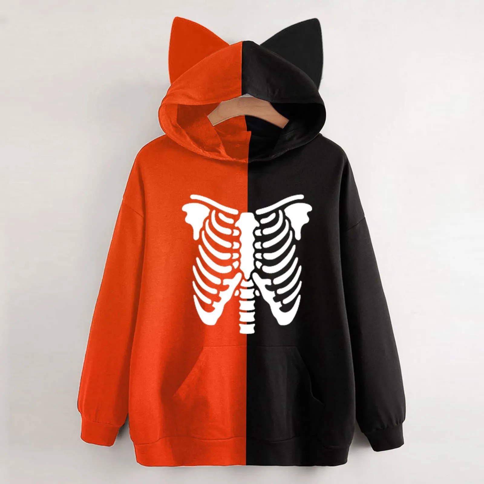 

Женская толстовка с капюшоном и ушками, с длинным рукавом