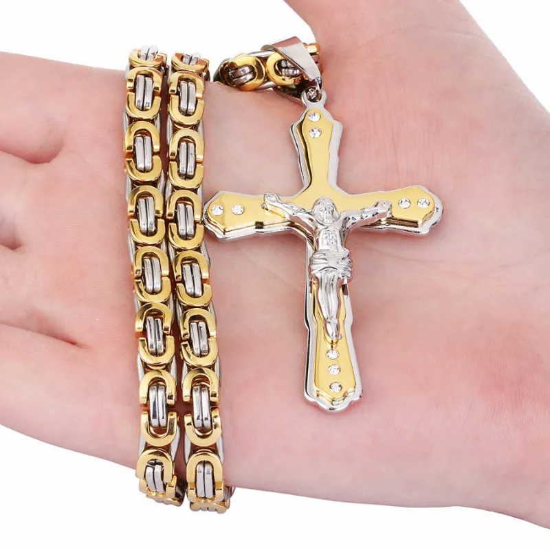 Skute Christian Jesus подвеска-крестик со стразами ожерелье для мужчин из нержавеющей